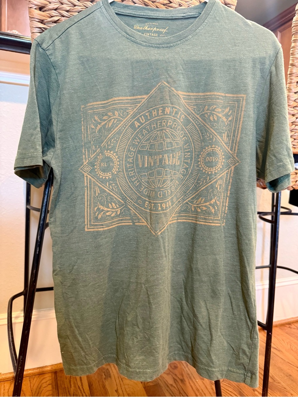 Vintage Olive Green Short-Sleeve Graphic Tee